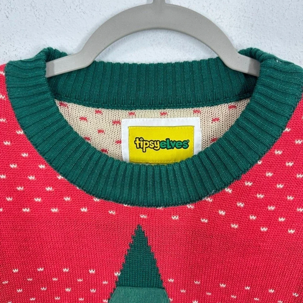 Tipsy Elves Christmas Tree Ugly Sweater Mens XXL Red Green Acrylic Holiday - Picture 5 of 9